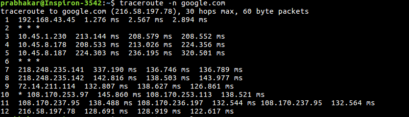 traceroute google.com