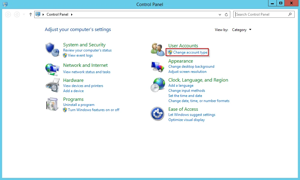 تغییر رمز عبور در ویندوز سرور 2012