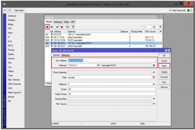 تعریف Static Route در روتر R3