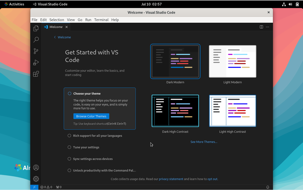نصب Visual Studio Code در آلمالینوکس