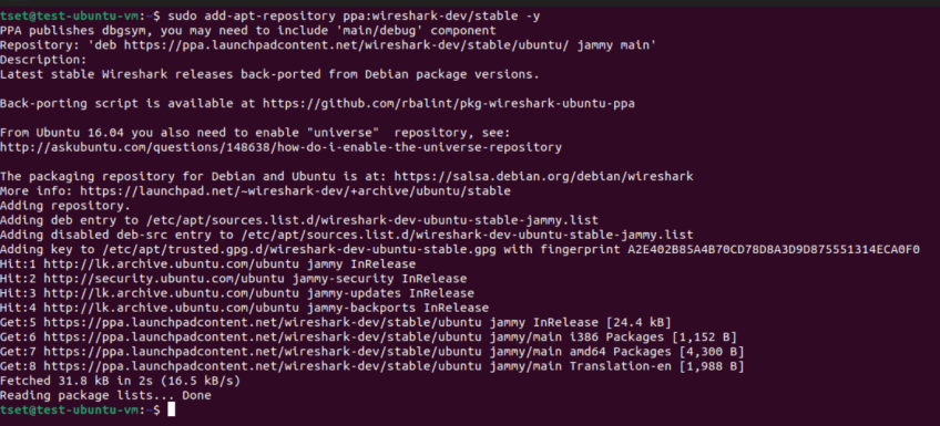 نصب وایرشارک در اوبونتو